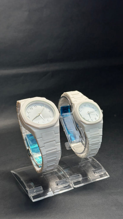 White Arabic Couple Watch Set - Zyro